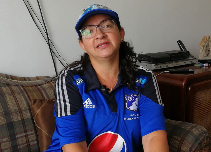Sandra Sandino, madre de Óscar Bayardo Sandino, asesinado por hinchas del Deportivo Cali cuando llegaba al estadio Pascuial Guerrero, en junio del 2013.