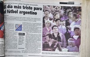 Recortes de la prensa deportiva sobre el partido que Colombia venció 5-0 a Argentina, 5 de septiembre de 1993.