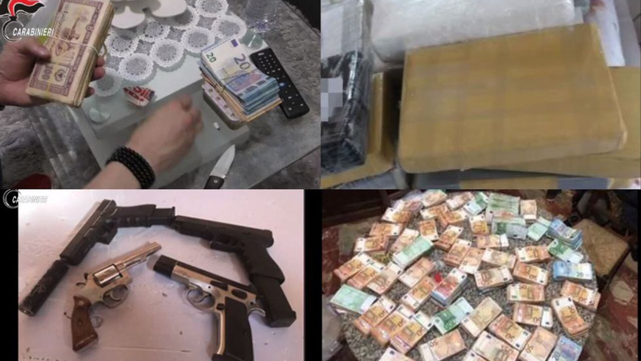 En la operación realizada por las autoridades europeas incautaron dinero, armas, joyas, droga, entre otros elementos y bienes.

Foto: Arma de Carabineros de Italia.