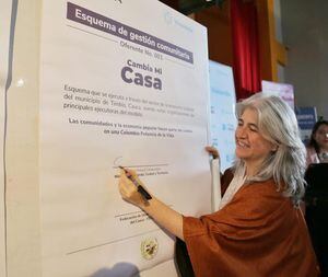 ministra de Vivienda, Catalina Velasco firma el programa Cambia Mi Casa, para la ejecución de 600 mejoramientos de vivienda rurales y urbanas en el Cauca.