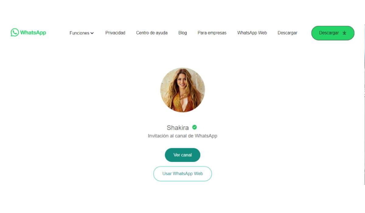 Usuarios de WhatsApp pueden acceder al canal oficial de Shakira