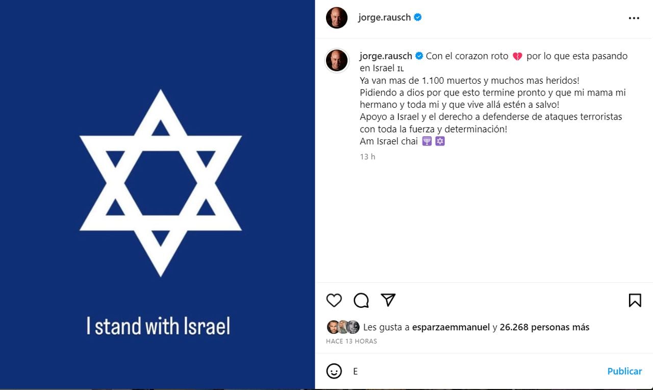 El chef colombiano Jorge Rausch compartió una sentido mensaje en sus redes sociales, donde mostró su preocupación por la vida de sus familiares en Israel.