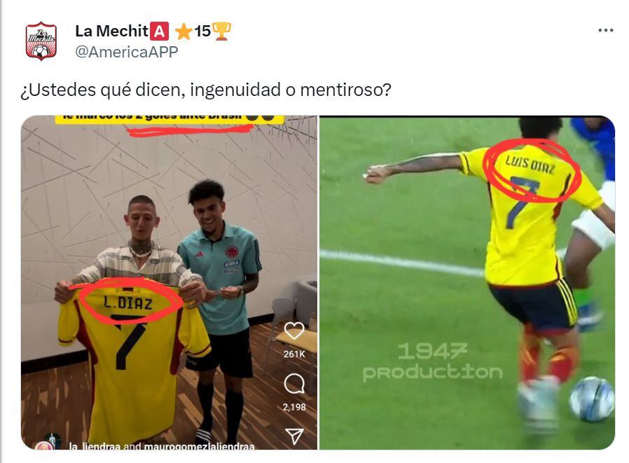 Usuarios en  las redes sociales, no dudaron en criticar a La Liendra por asegurar que el jugador le regaló la misma camiseta con la que marcó dos goles.
