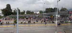Los manifestantes se concentraron en los alrededores de la Universidad Nacional, en Bogotá.