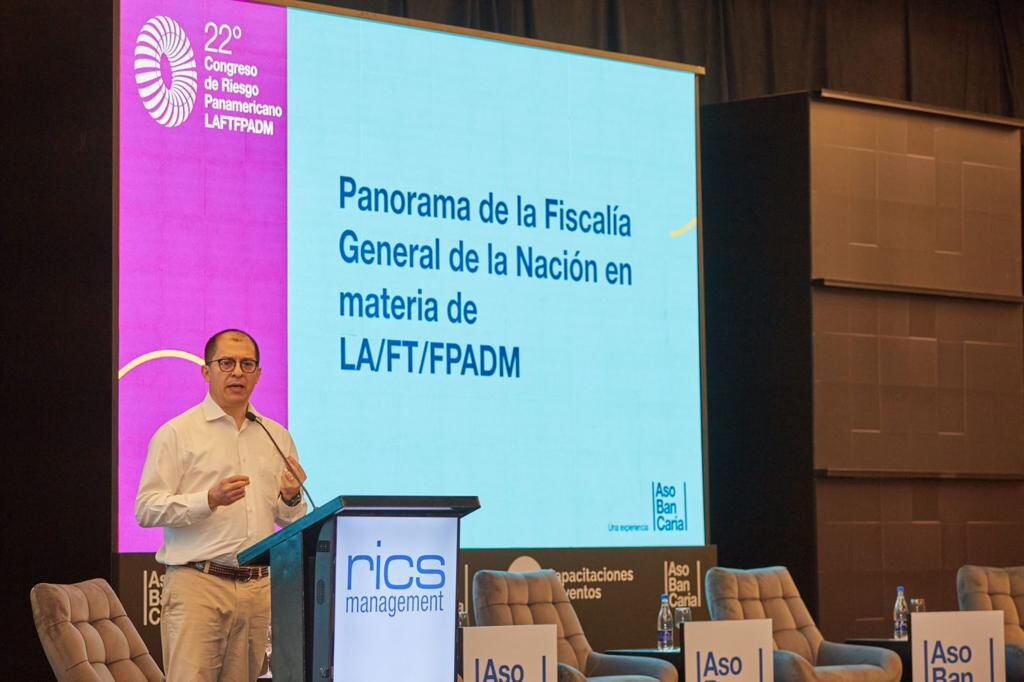El fiscal Barbosa intervinó durante el 22° Congreso Panamericano de Riesgo LAFTFPADM, en Cartagena.