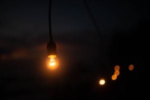retro lamp shines on a dark background of night