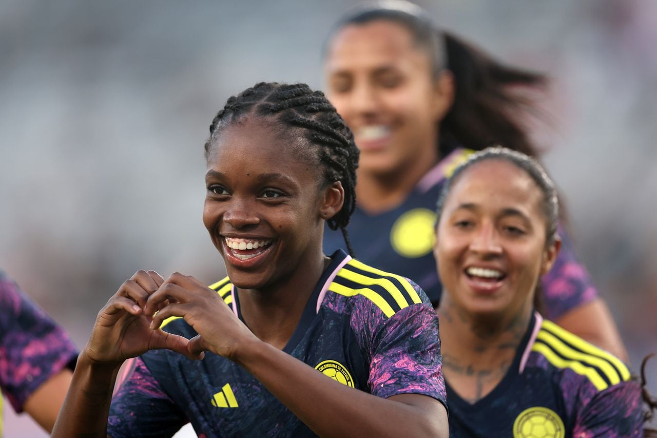 SAN DIEGO, CALIFORNIA - FEBRUARY 27:  Linda Caicedo #18 of Colombia. reacts after scoring a goal during the second half of a game against Puerto Rico for Group B - 2024 Concacaf W Gold Cup at Snapdragon Stadium on February 27, 2024 in San Diego, California. (Photo by Sean M. Haffey/Getty Images)