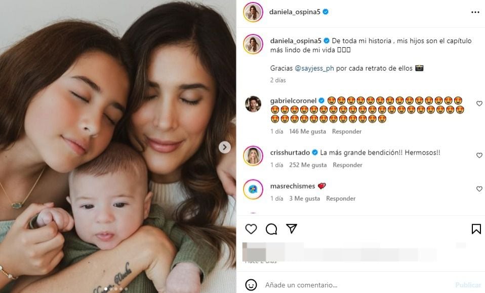 Daniela Ospina publicó fotos con sus hijos, Salomé y Lorenzo