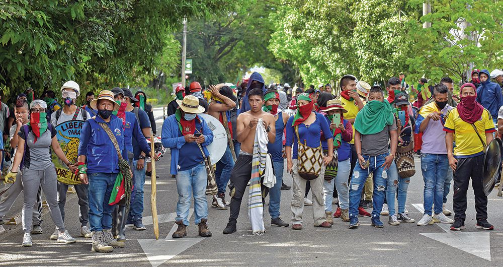 Manifestaciones de los indígenas en la ciudad de Cali durante el paro nacional.
