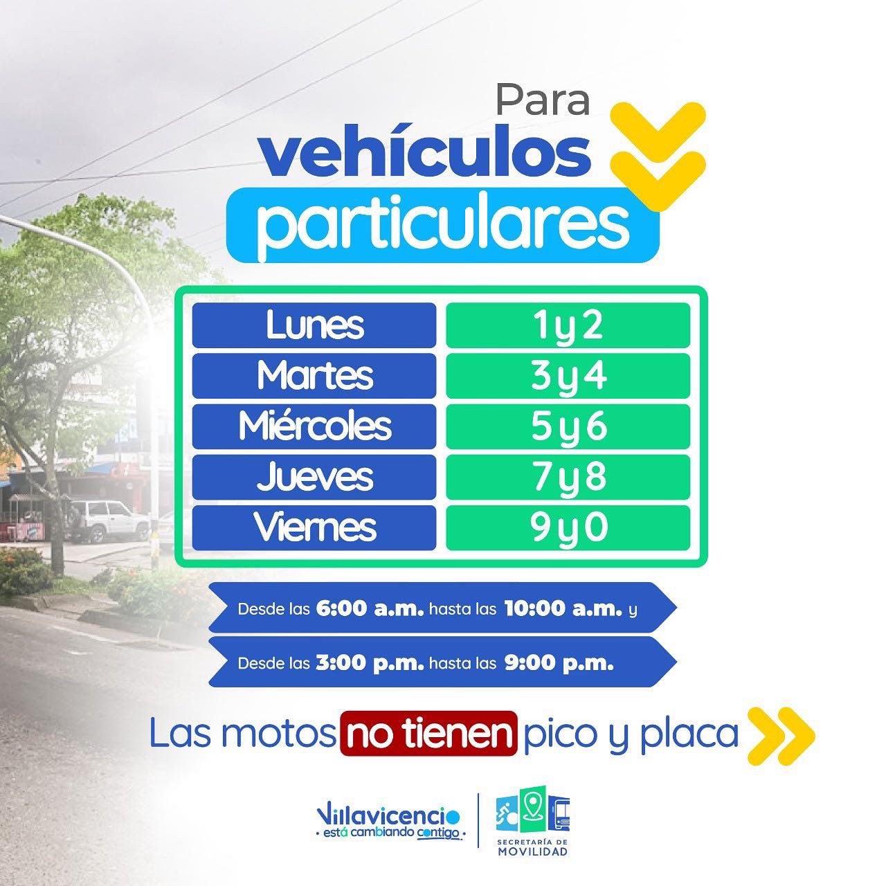 Evita multas en Villavicencio: Descubra los números restringidos por el pico y placa el martes 25 de julio.