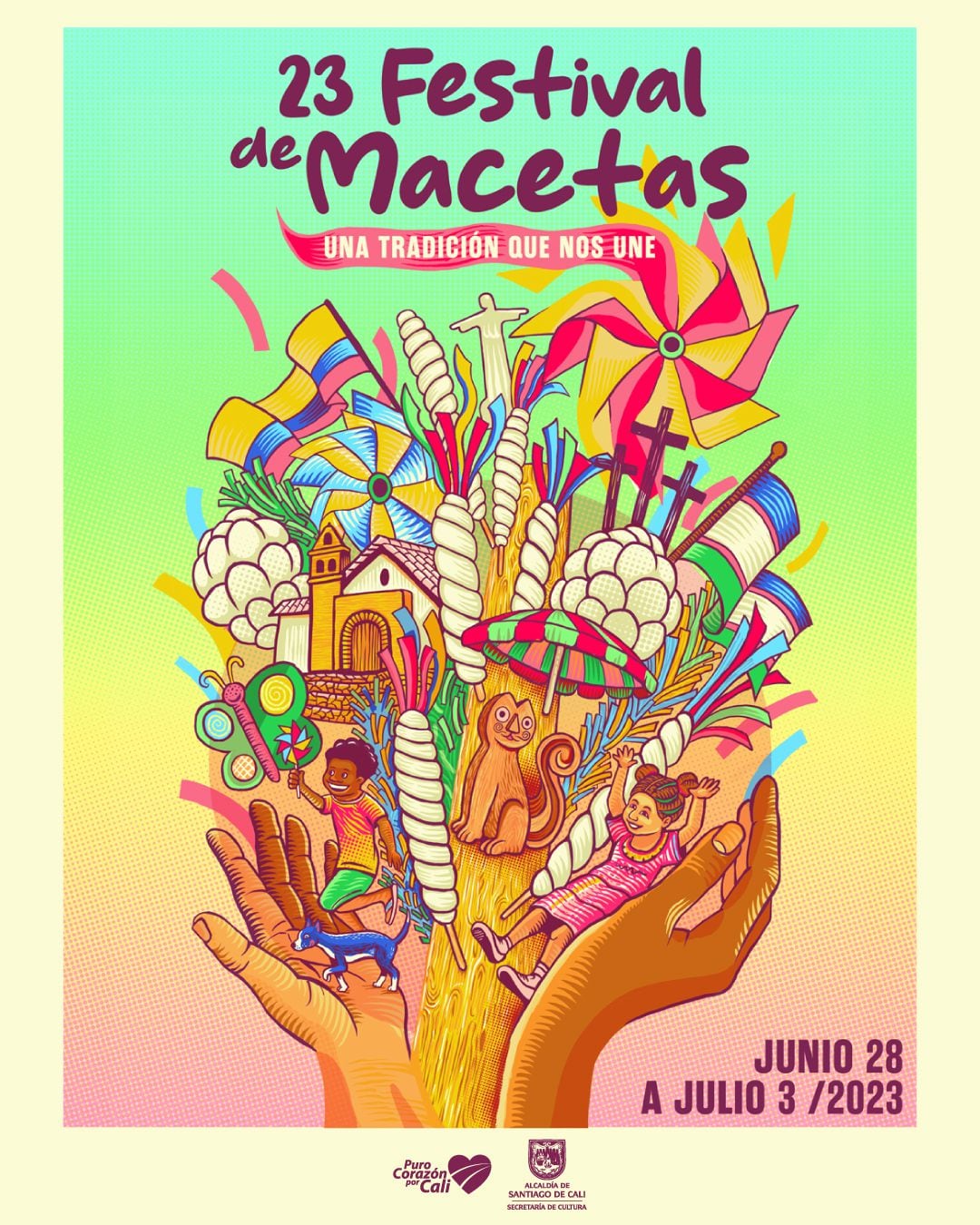 Afiche del Festival de Macetas 2023, obra del artista Juan Cuervo.