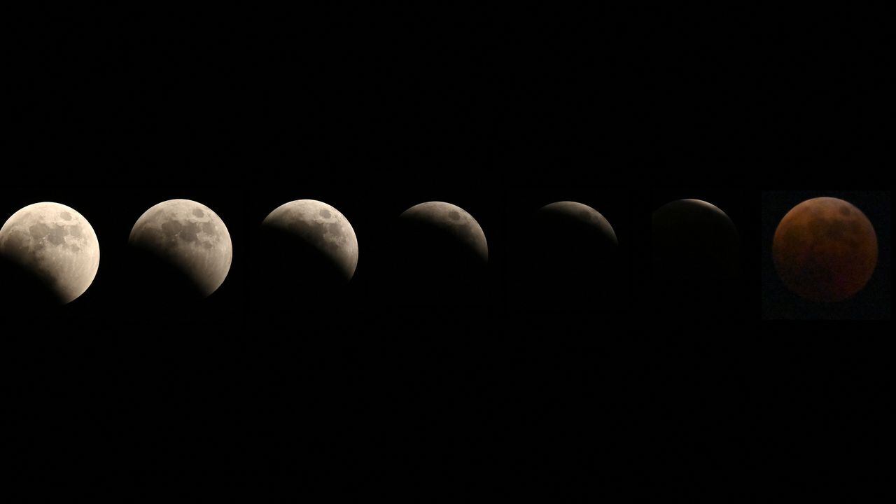 La Luna pasa por diversas fases hasta teñirse de color rojo durante un eclipse total como el que se apreciará en Colombia la noche del 5 de mayo.
