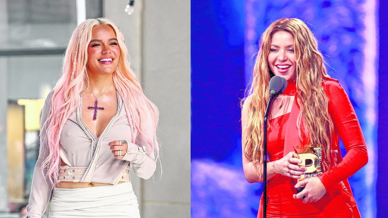 Shakira con más  de  30 años de carrera,? ha alcanzado   más de  95 millones de ventas y es  la   latina con mayores ventas en EEUU.  Karol G debutó en 2017. Tras  años de lucha  logró que Universal Music Group fuera su sello.