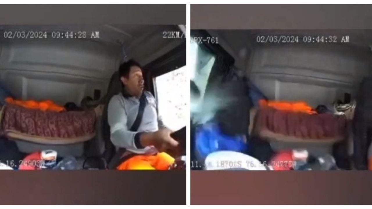 En el video se evidencia la angustia del conductor ante el inminente riesgo de morir bajo las rocas en una carretera de Perú.