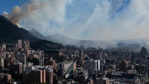Incendio  forestal en los cerros orientales  de Bogotá.