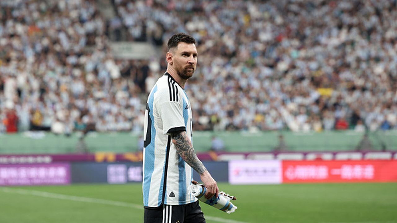 BEIJING, CHINA - JUNE 15: Lionel Messi of Argentina is seen prior to the international friendly match between Argentina and Australia at Workers Stadium on June 15, 2023 in Beijing, China. (Photo by Lintao Zhang/Getty Images)