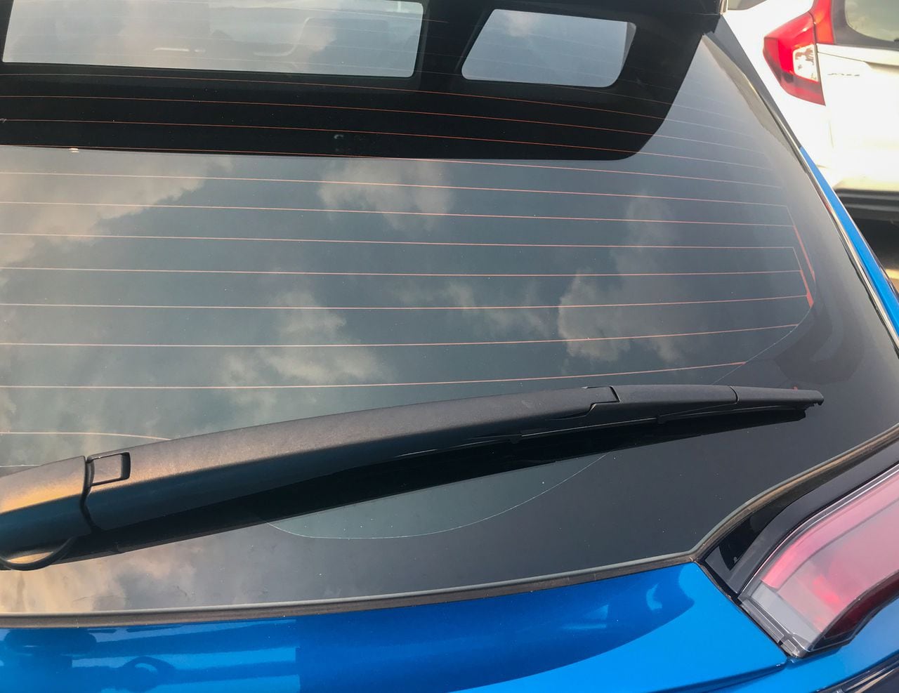 close up of back windshield wiper of the modern car