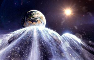 Ilustración de un asteroide corriendo hacia la Tierra