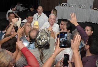 El Expresidente Álvaro Uribe durante la presentación de los candidatos a las próximas elecciones en Cali.