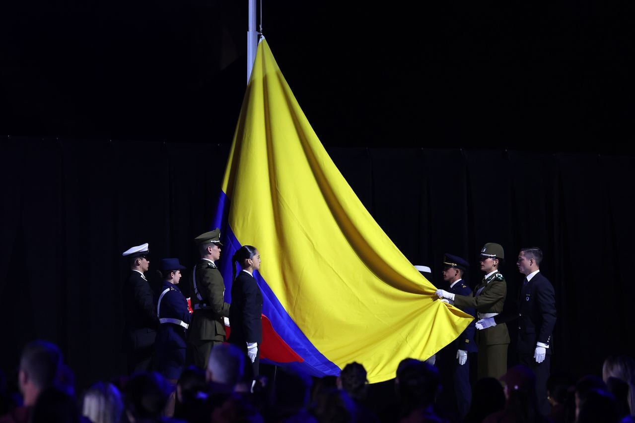 Colombian flag at the 2023 Pan American Games in San Diego.