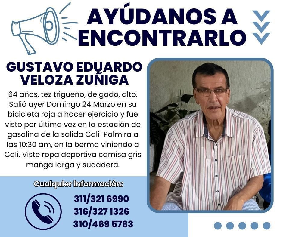 Gustavo Eduardo Veloza continúa desaparecido en Cali