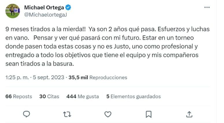 Palabras de Michael Ortega tras enterarse de la suspensión de la Liga de Bolivia