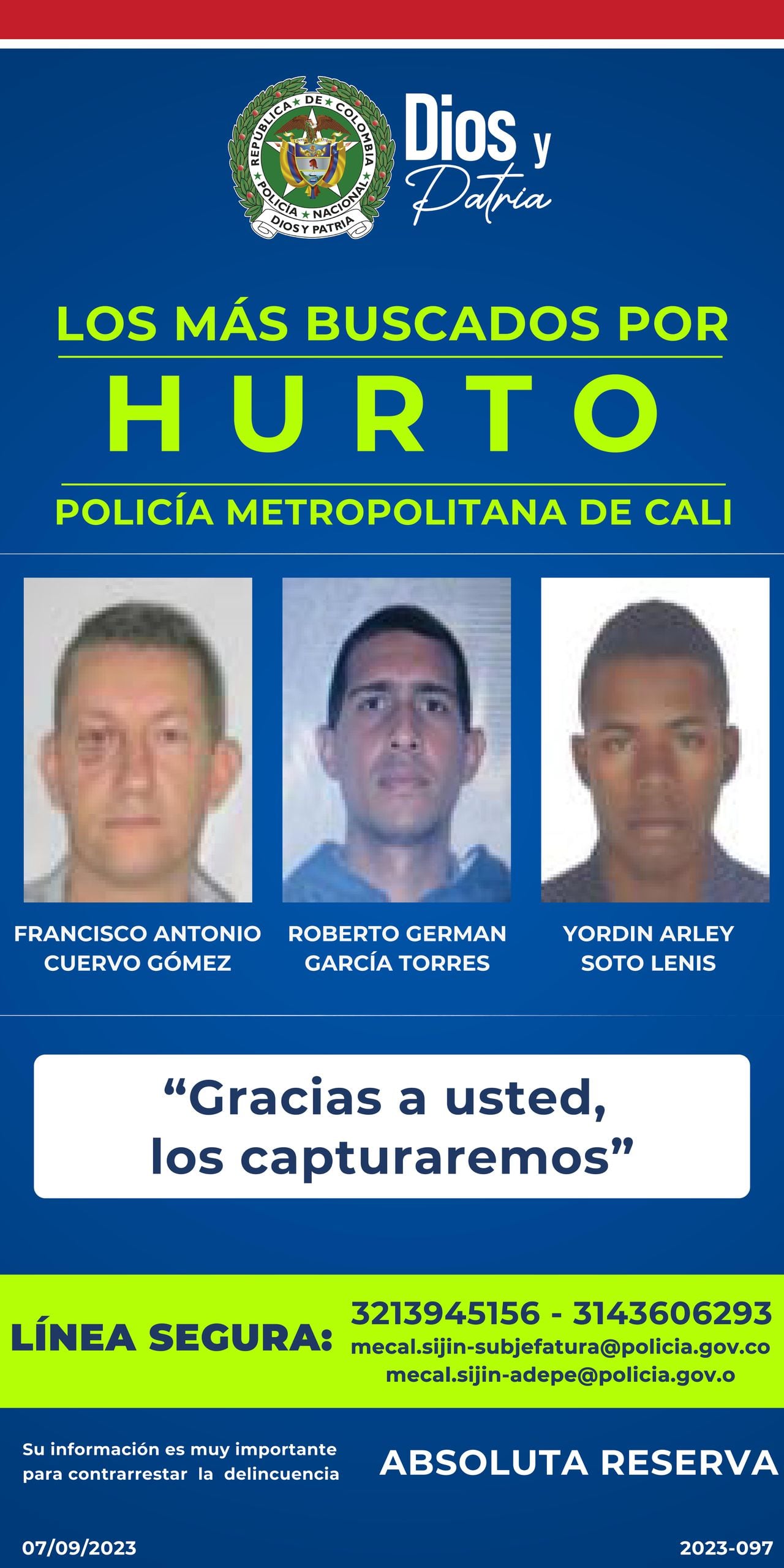 De los 14 delincuentes buscados por la Policía, tres son señalados por el delito de hurto.