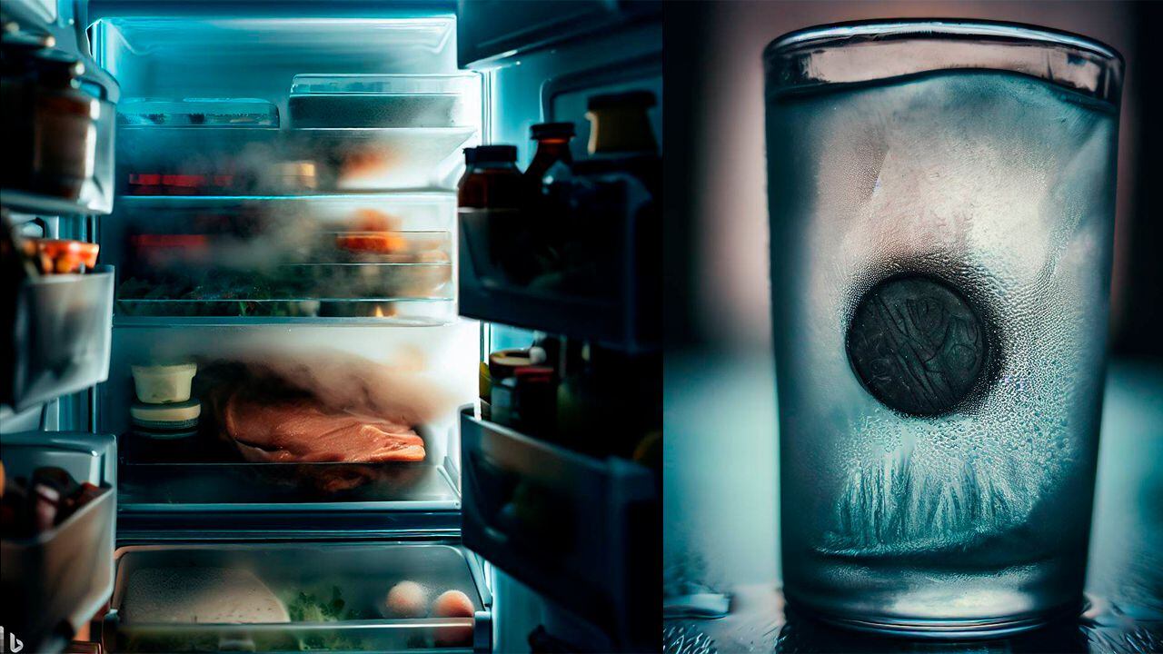 Existe un truco con un vaso de agua congelada y una moneda en su interior para comprobar el estado de un congelador.