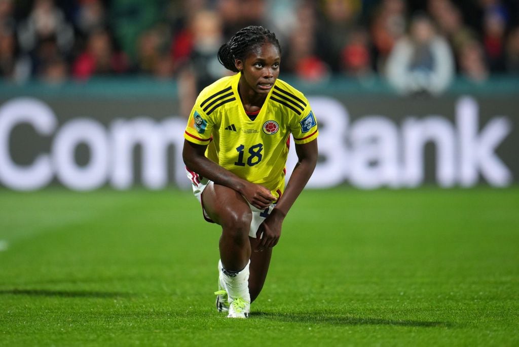 PERTH, AUSTRALIA - AUGUST 03: Linda Caicedo of Colombia reacts during the FIFA Women's World Cup Australia & New Zealand 2023 Group H match between Morocco and Colombia at Perth Rectangular Stadium on August 03, 2023 in Perth, Australia. (Photo by Aitor Alcalde - FIFA/FIFA via Getty Images)
