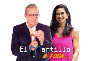 La precandidata a la Alcaldía de Cali, Catalina Ortiz, junto a Diego Martínez, director de información de El País.