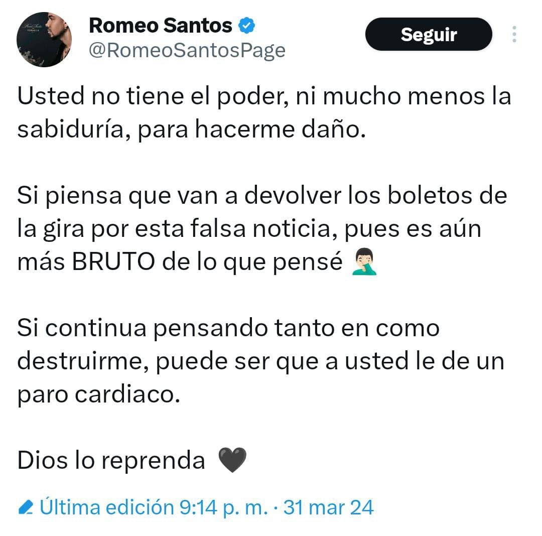 Este fue el mensaje de Romeo Santos para responder a los rumores sobre su estado de salud.