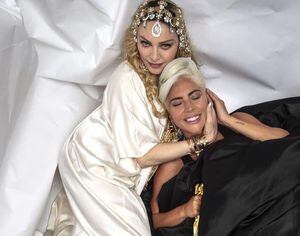 Madonna y Lady Gaga en la fiesta de Vanity Fair.