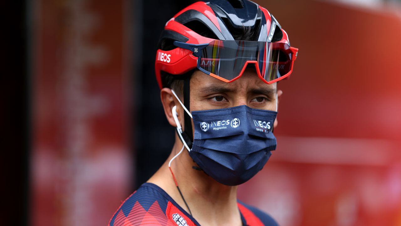 VITORIA-GASTEIZ, SPAIN - JULY 02: Egan Bernal of Colombia and Team INEOS Grenadiers prior to the stage two of the 110th Tour de France 2023 a 208.9km stage from Vitoria-Gasteiz to San Sébastián / #UCIWT / on July 02, 2023 in Vitoria-Gasteiz, Spain. (Photo by Michael Steele/Getty Images)