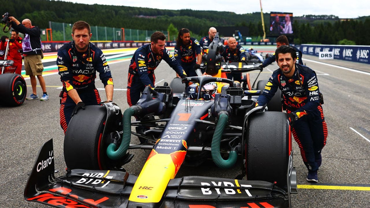 SPA, BELGIUM - JULY 30: Max Verstappen of the Netherlands and Oracle Red Bull Racing prepares to drive on the grid prior to the F1 Grand Prix of Belgium at Circuit de Spa-Francorchamps on July 30, 2023 in Spa, Belgium. (Photo by Mark Thompson/Getty Images)
