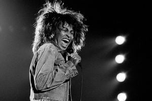 American rhythm & blues and rock singer Tina Turner (Anna Mae Bullock) performs at sportpaleis Ahoy, Rotterdam, Netherlands, 8 April 1985. (Photo by Paul Bergen/Redferns)