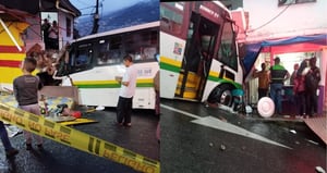 Accidente de tránsito protagonizado por bus del Metro de Medellín este 8 de junio.