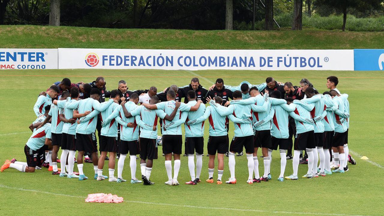 La Selección Colombia Sub-20 durante una jornada de entrenamiento en Bogotá.