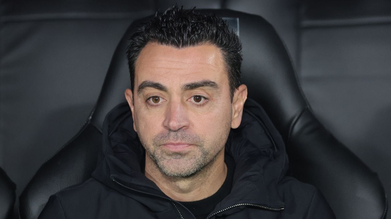Barcelona's Spanish coach Xavi looks on during the Spanish Super Cup final football match between Real Madrid and Barcelona at the Al-Awwal Park Stadium in Riyadh, on January 14, 2024. (Photo by Giuseppe CACACE / AFP)
