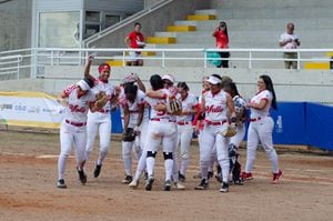 Así festejaron las integrantes de la Selección Valle de sóftbol su paso a la final de los Juegos Nacionales 2023, oro que disputarán este jueves ante Bolívar en Cali.