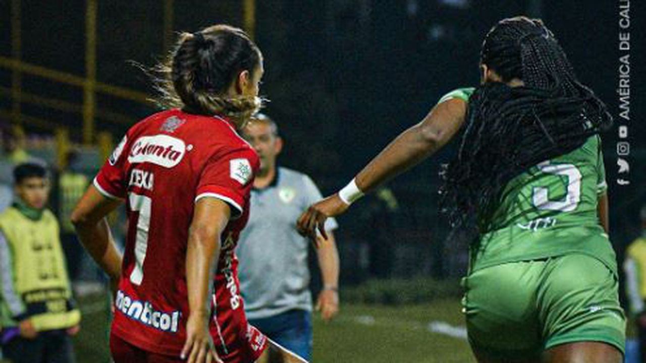 Imagen de un cotejo entre La Equidad y América por la Liga Femenina 2023.