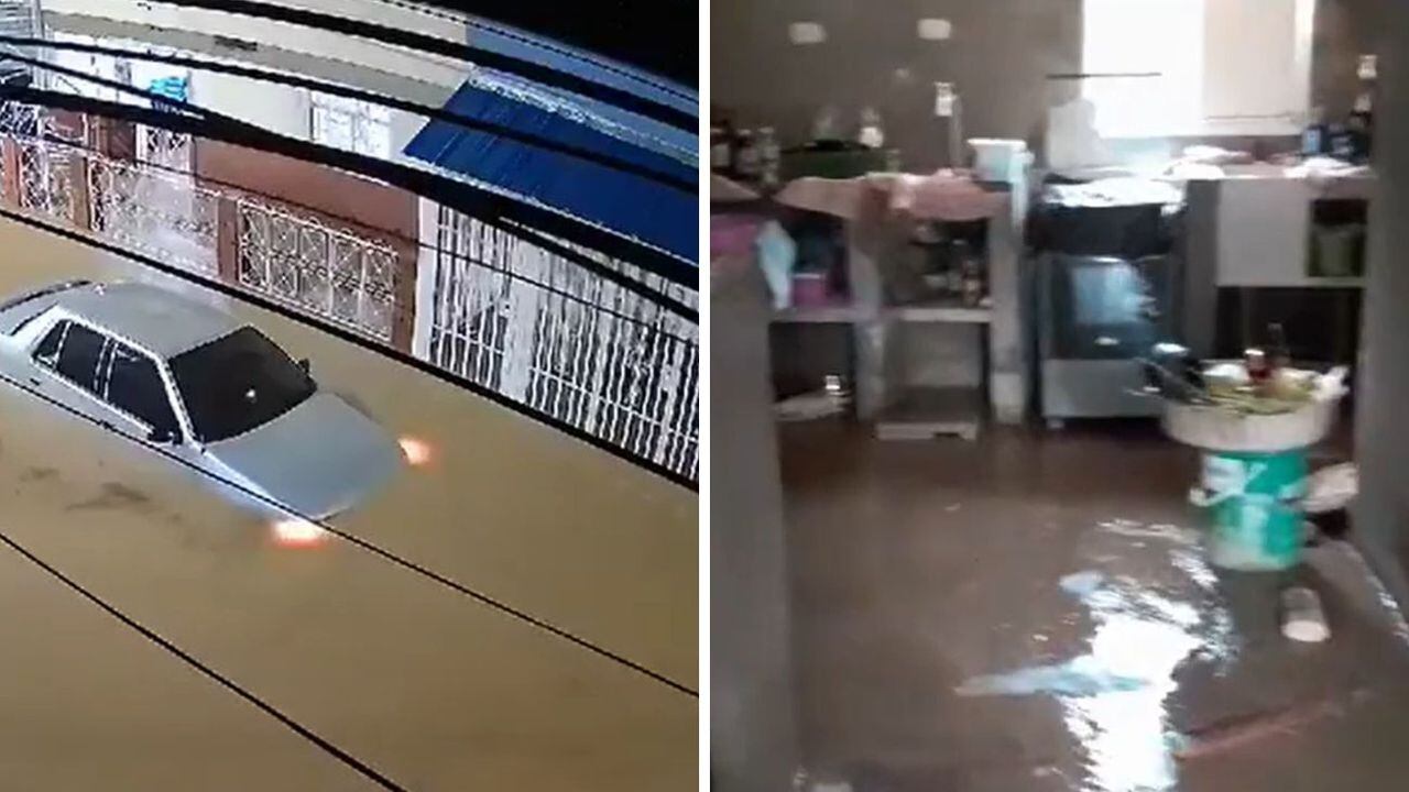 Varias viviendas inundadas por fuertes lluvias en el área metropolitana de Bucaramanga.