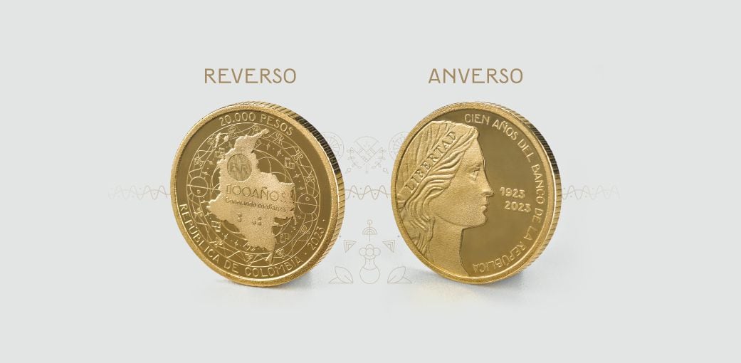Moneda conmemorativa de los 100 años del Banco de la República.
