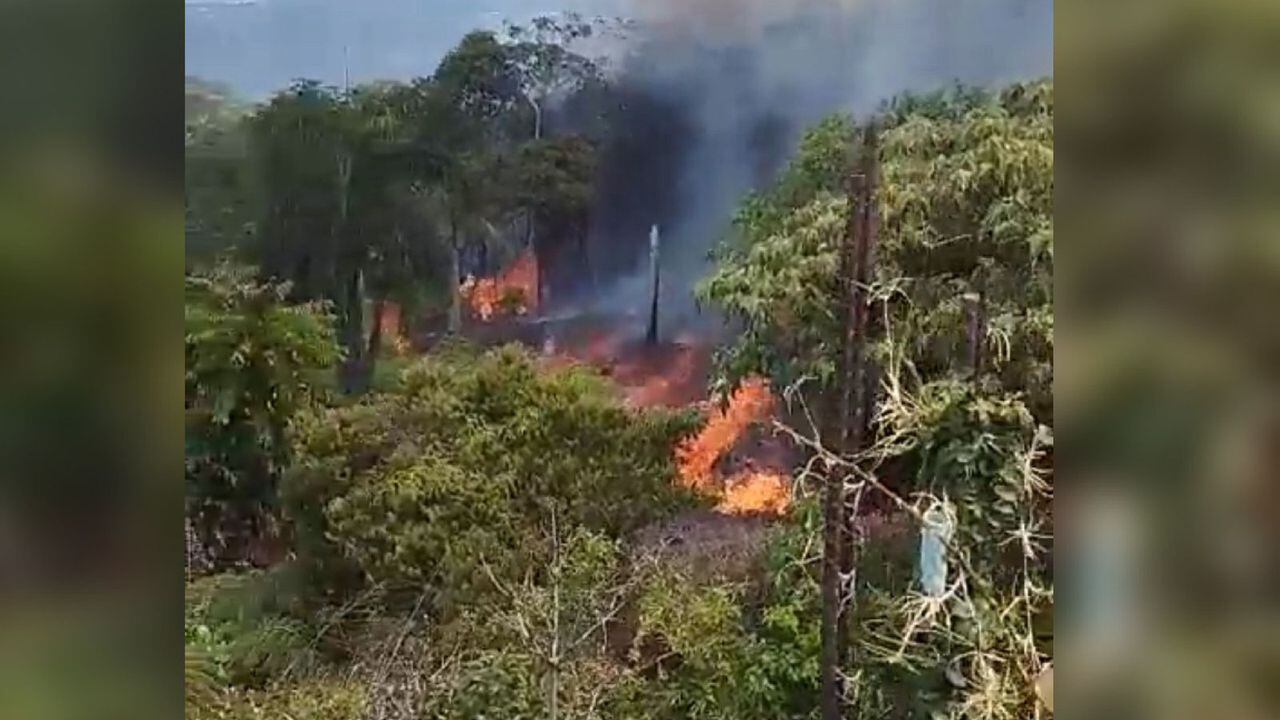 Incendio forestal en el kilómetro siete del corregimiento de La Buitrera, sur de Cali.