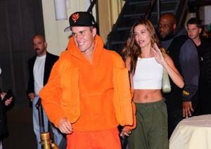 NEW YORK, NEW YORK - JUNE 04: Justin Bieber and Hailey Bieber are seen at Cipriani after his concert at Barclays Center on June 04, 2022 in New York City. (Photo by Gotham/GC Images)