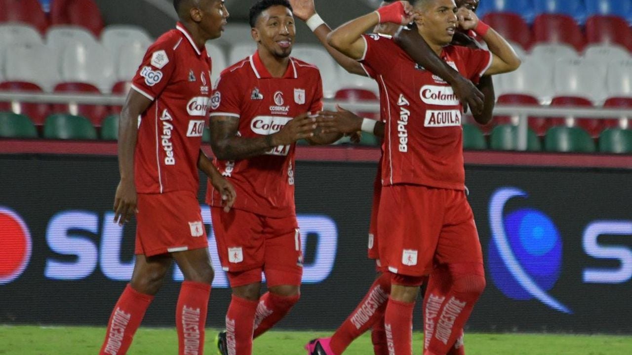 Imagen del partido entre América de Cali y Boyacá Chicó por la fecha 6 del Grupo B de los cuadrangulares finales del primer semestre de la Liga colombiana 2023.