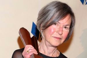 (FILES) This file photo taken on November 19, 2014 shows Louise Gluck attending the 2014 National Book Awards in New York City. Louise Gluck, the American poet and 2020 Nobel laureate in literature, has died, a Yale University spokeswoman told AFP on October 13, 2023. (Photo by Robin Marchant / GETTY IMAGES NORTH AMERICA / AFP)