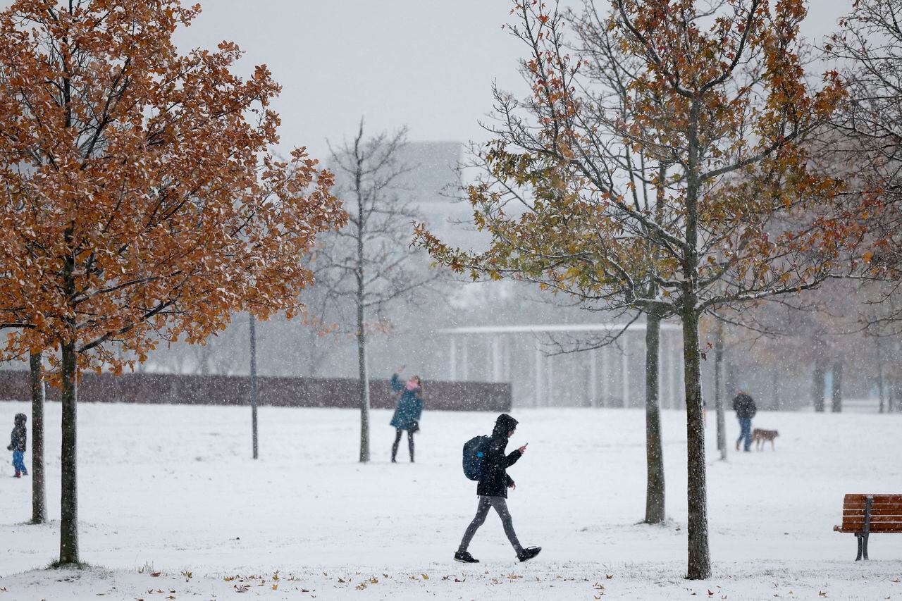 La nieve cubre un parque cerca del distrito gubernamental de Berlín en días recientes. (Foto de Odd ANDERSEN / AFP)