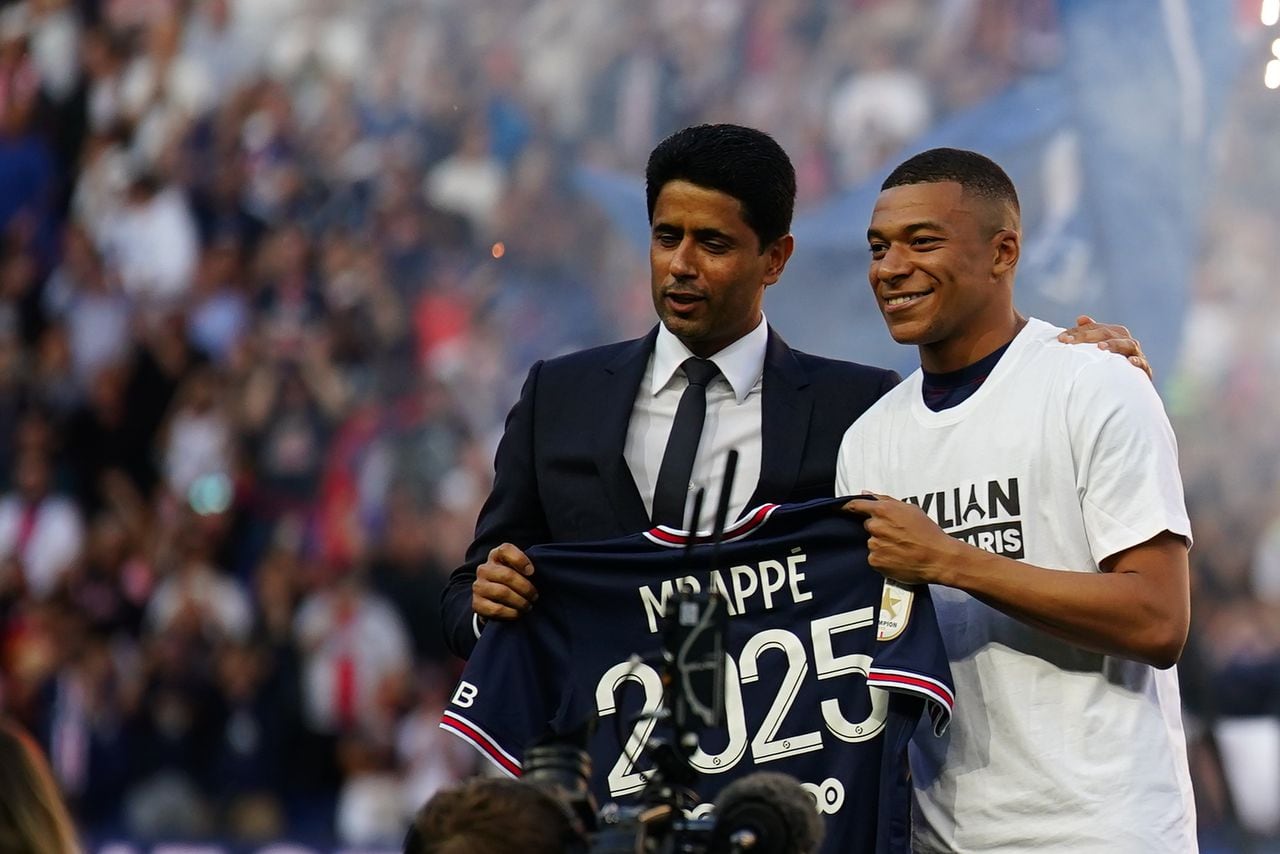 Mbappé cuando se anunció su renovación con el PSG, en mayo del 2021.