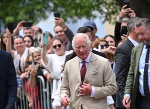 Britain's King Charles III arrives to visit Viscri village, central Transylvania region, Romania on June 6, 2023. Britain's King Charles III is on a solo visit in the eastern European country. Charles' trip to Romania is his first abroad since he was crowned king on May 6. (Photo by Daniel MIHAILESCU / AFP)