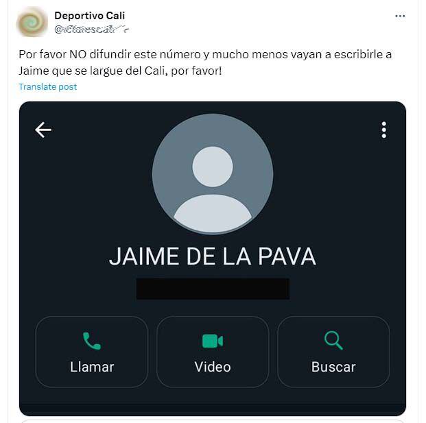 Las directivas del Deportivo Cali se encuentran preocupadas, pues varias cuentas de Facebook y X están revelando los números personales del técnico y las directivas.